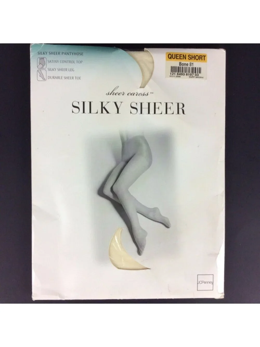 JCPenney Sheer Caress Silky Sheer Pantyhose Queen Short Bone Control Top